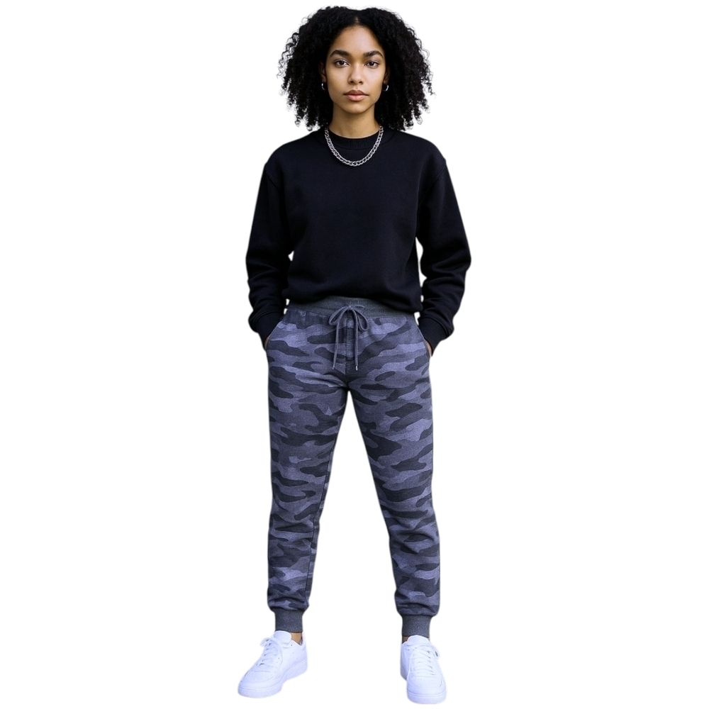 Camo Joggers Wmns Sz M Elevated Streetwear Drawstring Pants Soft & Stretch